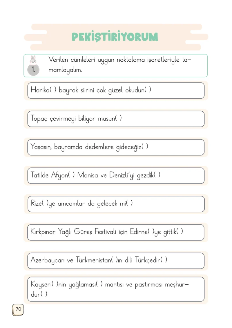 1. Sınıf Türkçe Ders Kitabı Cevapları Meb Yayınları 2. Kitap Sayfa 70