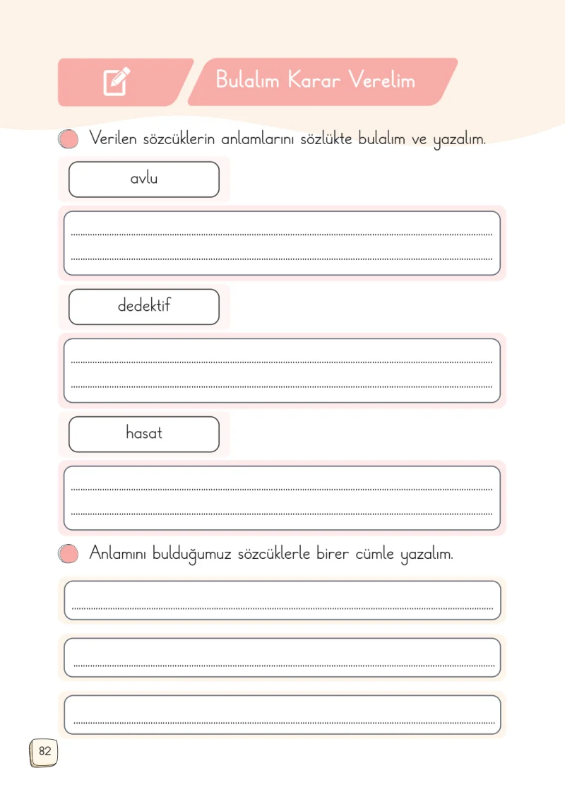 1. Sınıf Türkçe Ders Kitabı Cevapları Meb Yayınları 2. Kitap Sayfa 82