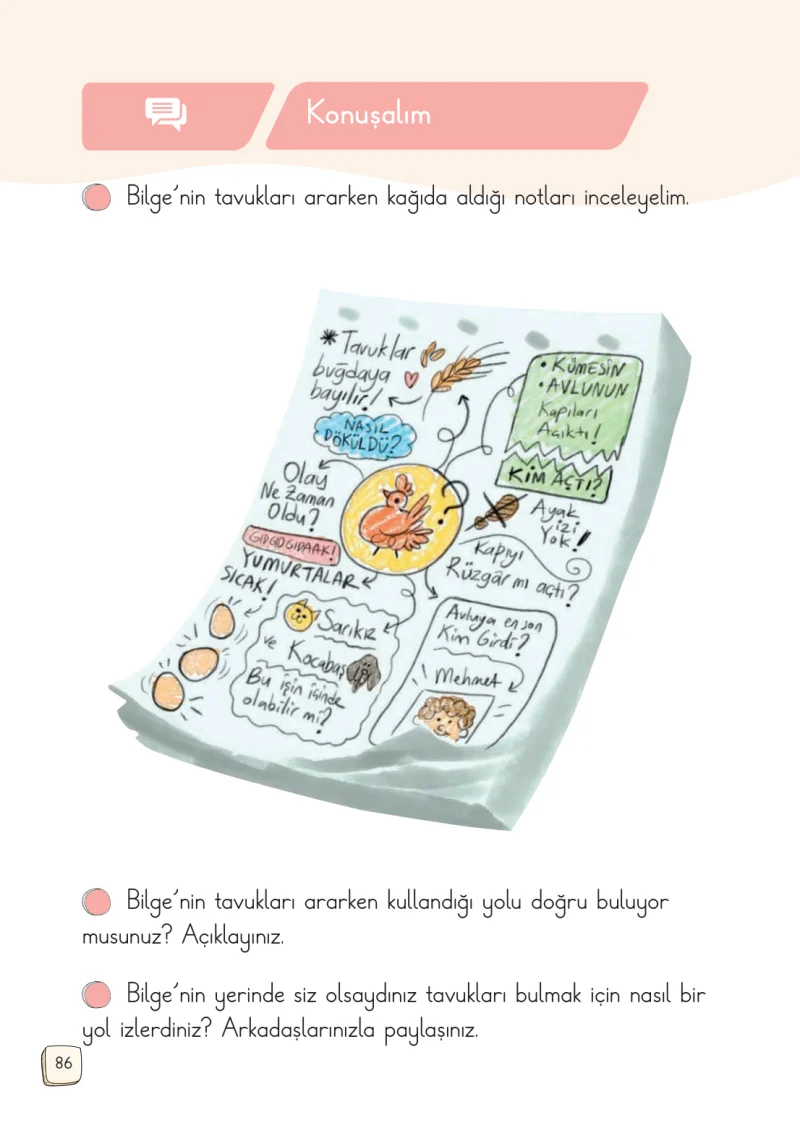1. Sınıf Türkçe Ders Kitabı Cevapları Meb Yayınları 2. Kitap Sayfa 86