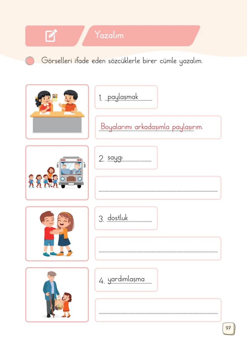 1. Sınıf Türkçe Ders Kitabı Cevapları Meb Yayınları 2. Kitap Sayfa 97