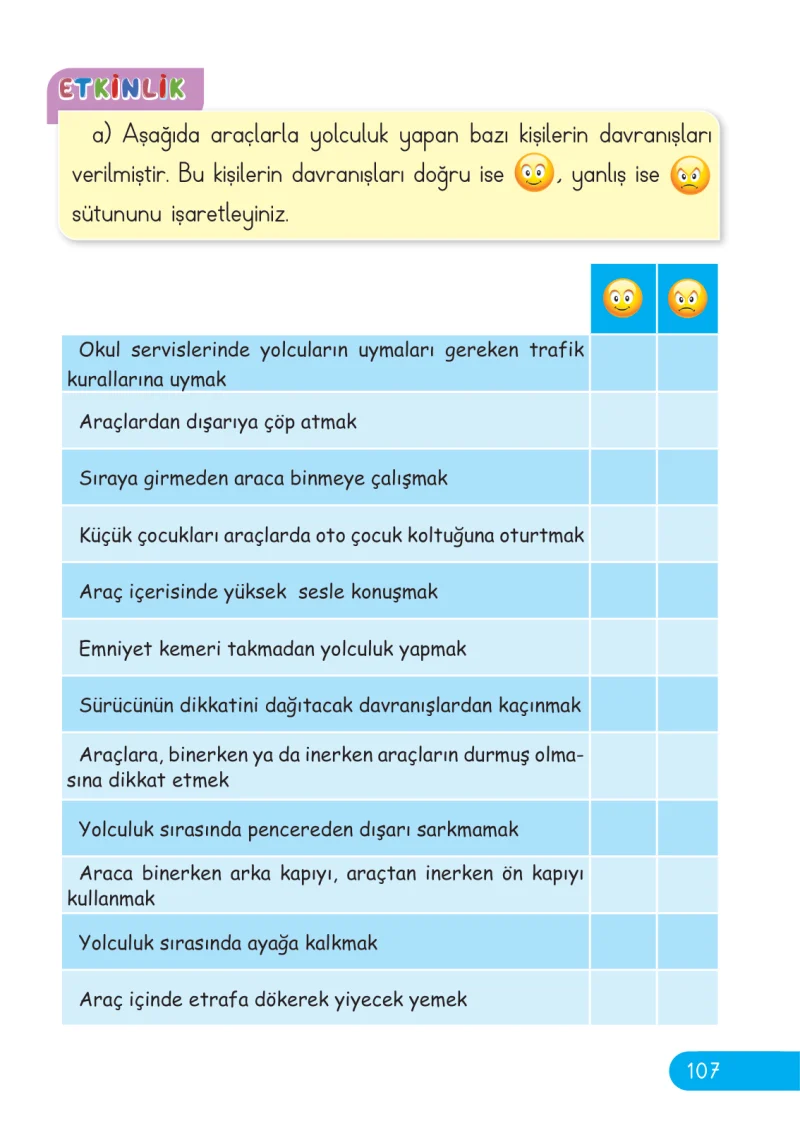 2. Sınıf Hayat Bilgisi Ders Kitabı Cevapları Ata Yayıncılık Sayfa 107