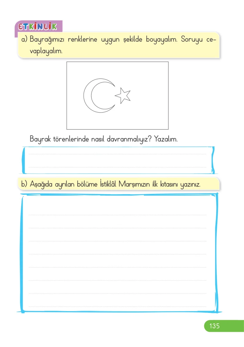 2. Sınıf Hayat Bilgisi Ders Kitabı Cevapları Ata Yayıncılık Sayfa 135