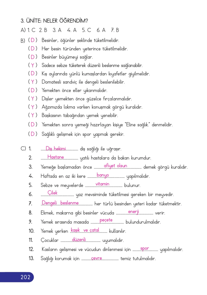 2. Sınıf Hayat Bilgisi Ders Kitabı Cevapları Ata Yayıncılık Sayfa 202