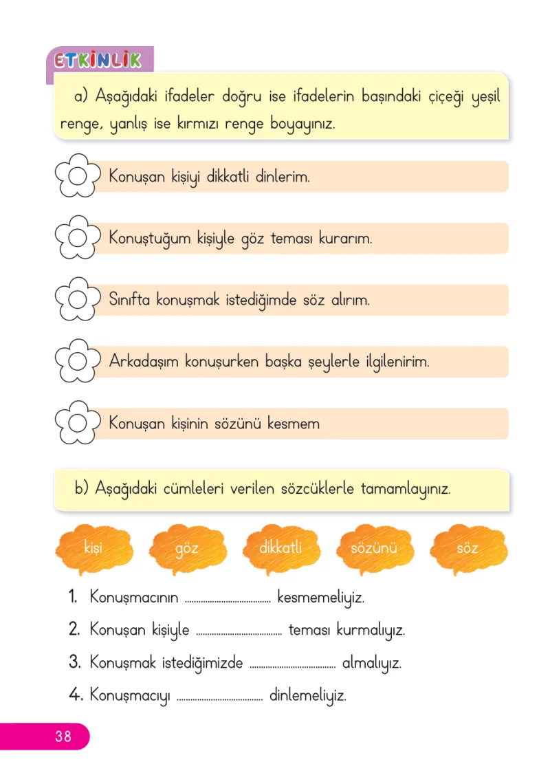 2. Sınıf Hayat Bilgisi Ders Kitabı Cevapları Ata Yayıncılık Sayfa 38