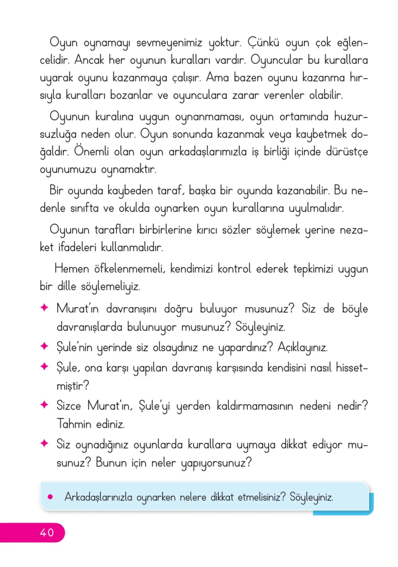 2. Sınıf Hayat Bilgisi Ders Kitabı Cevapları Ata Yayıncılık Sayfa 40
