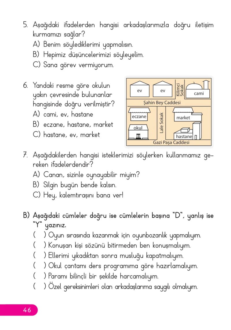 2. Sınıf Hayat Bilgisi Ders Kitabı Cevapları Ata Yayıncılık Sayfa 46