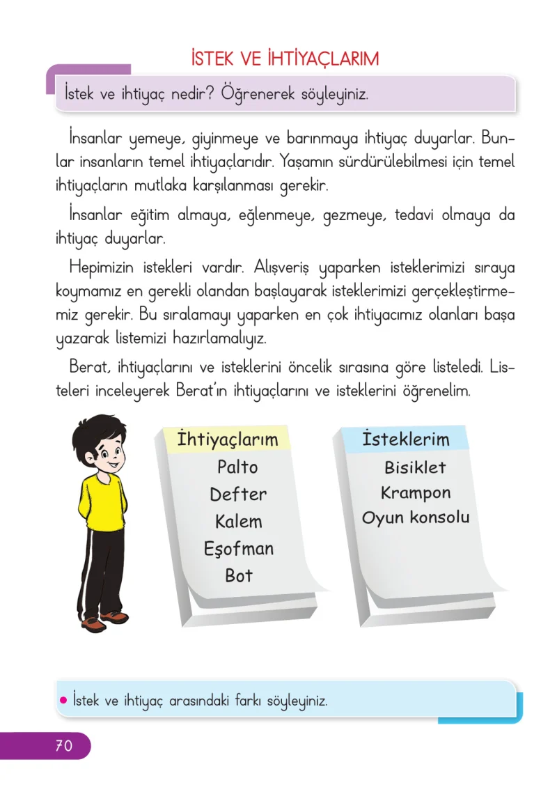 2. Sınıf Hayat Bilgisi Ders Kitabı Cevapları Ata Yayıncılık Sayfa 70