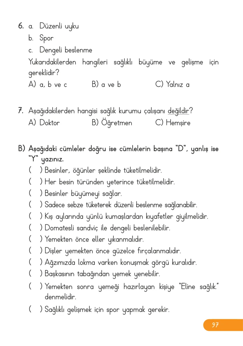 2. Sınıf Hayat Bilgisi Ders Kitabı Cevapları Ata Yayıncılık Sayfa 97