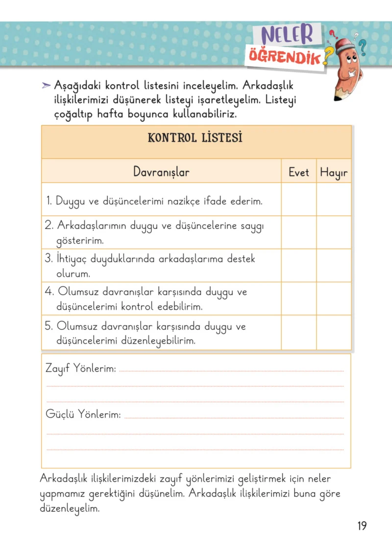 2. Sınıf Hayat Bilgisi Ders Kitabı Cevapları Meb Yayınları 1. Kitap Sayfa 19