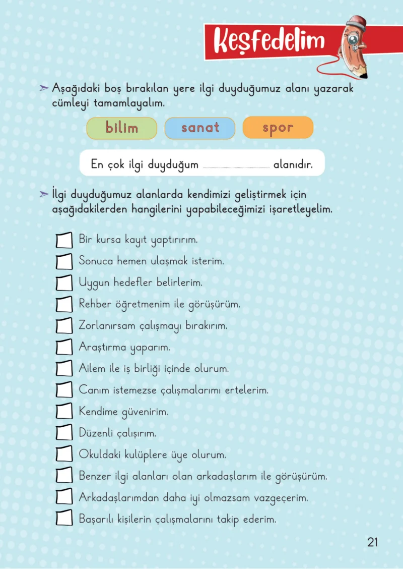2. Sınıf Hayat Bilgisi Ders Kitabı Cevapları Meb Yayınları 1. Kitap Sayfa 21