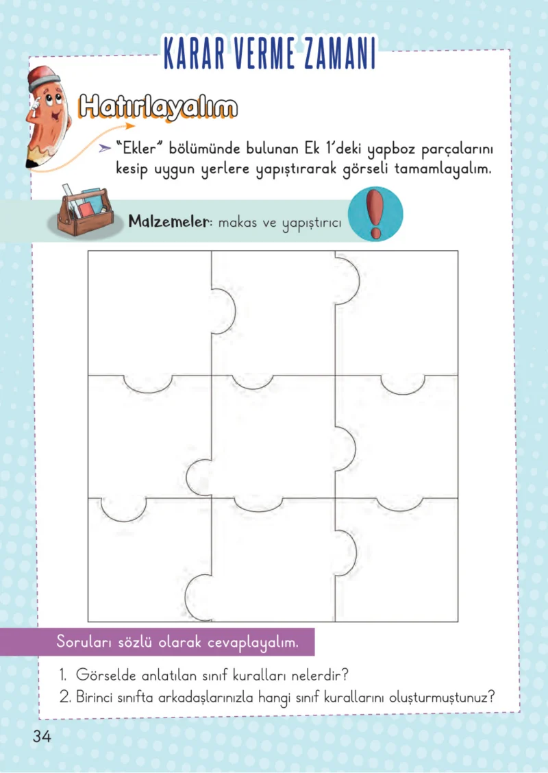 2. Sınıf Hayat Bilgisi Ders Kitabı Cevapları Meb Yayınları 1. Kitap Sayfa 34