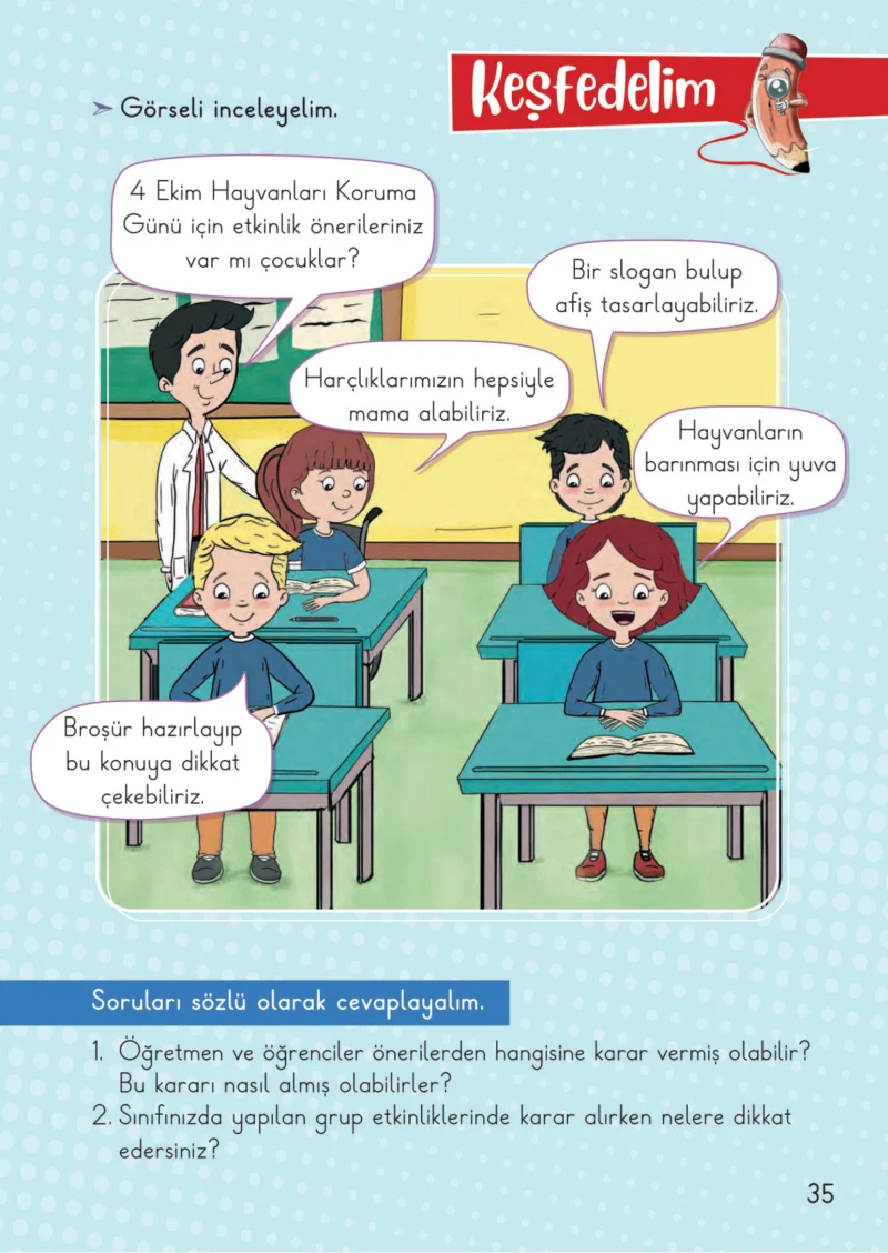 2. Sınıf Hayat Bilgisi Ders Kitabı Cevapları Meb Yayınları 1. Kitap Sayfa 35