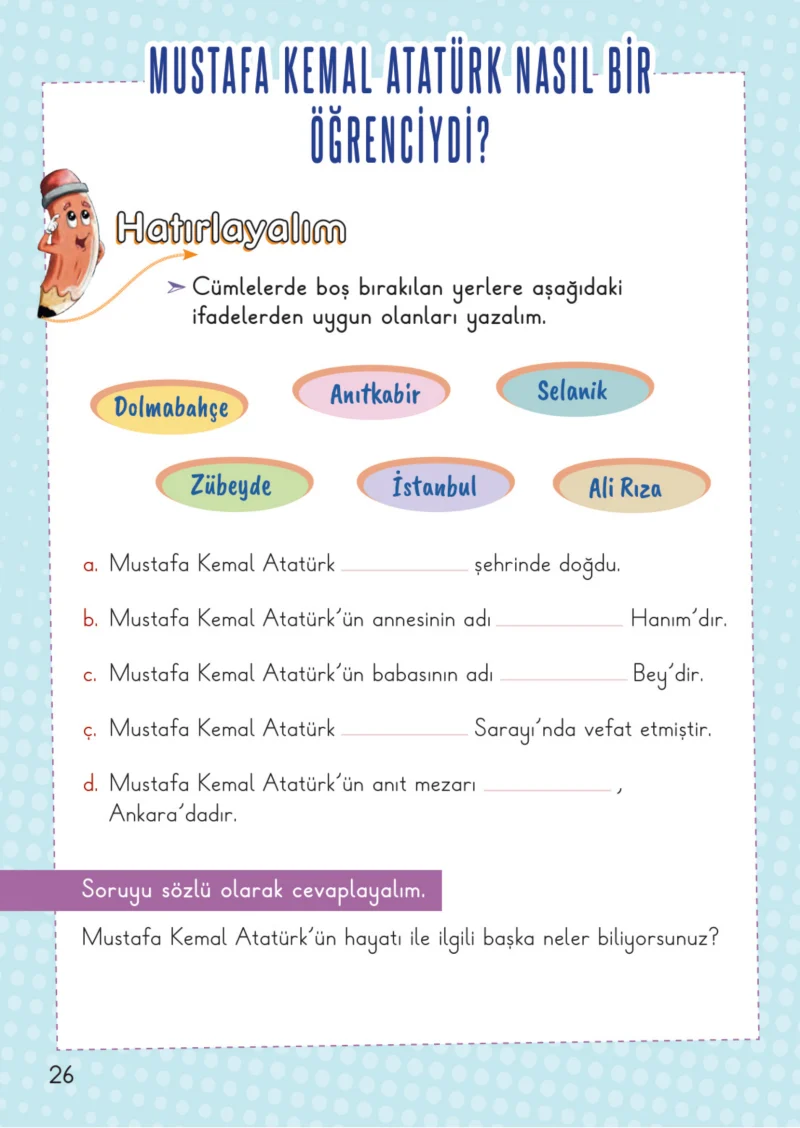 2. Sınıf Hayat Bilgisi Ders Kitabı Cevapları Meb Yayınları 2. Kitap Sayfa 26
