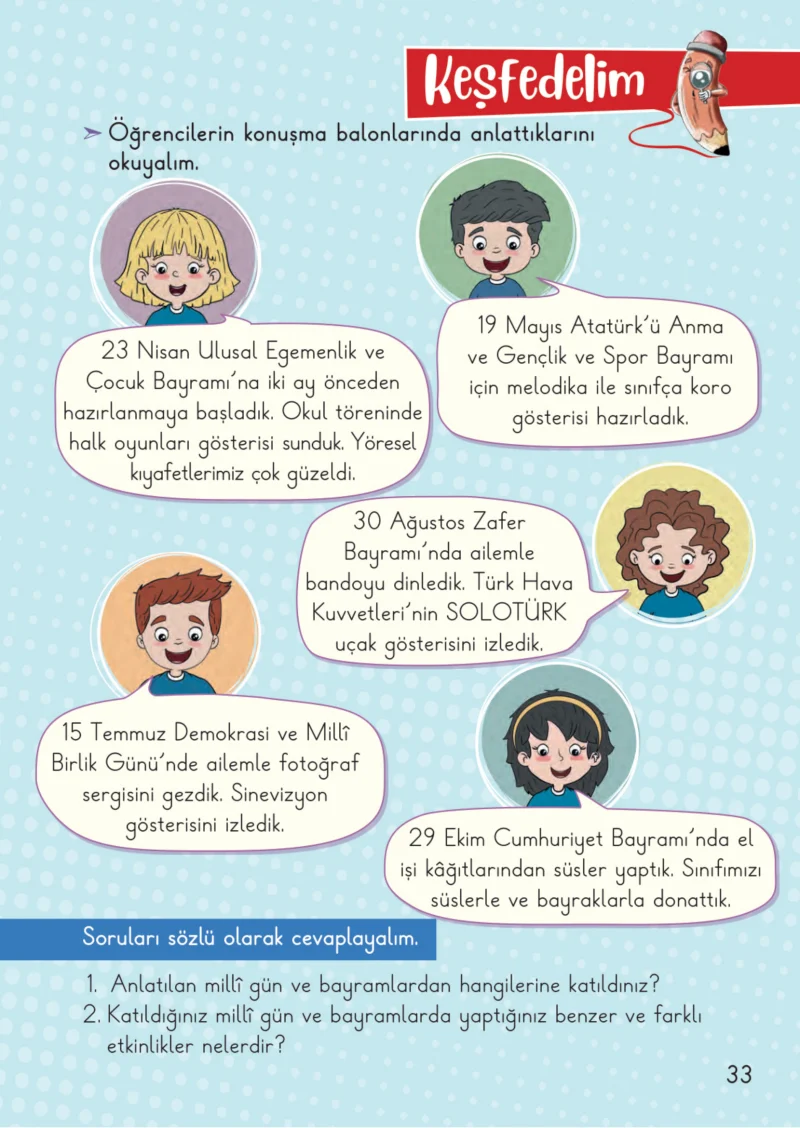 2. Sınıf Hayat Bilgisi Ders Kitabı Cevapları Meb Yayınları 2. Kitap Sayfa 33