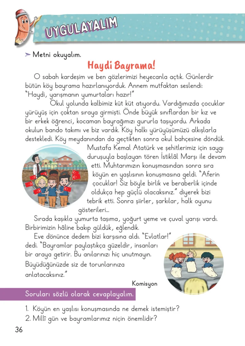 2. Sınıf Hayat Bilgisi Ders Kitabı Cevapları Meb Yayınları 2. Kitap Sayfa 36