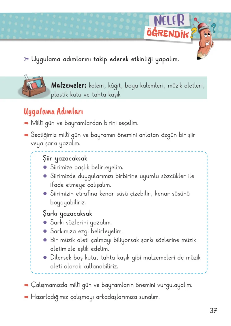 2. Sınıf Hayat Bilgisi Ders Kitabı Cevapları Meb Yayınları 2. Kitap Sayfa 37