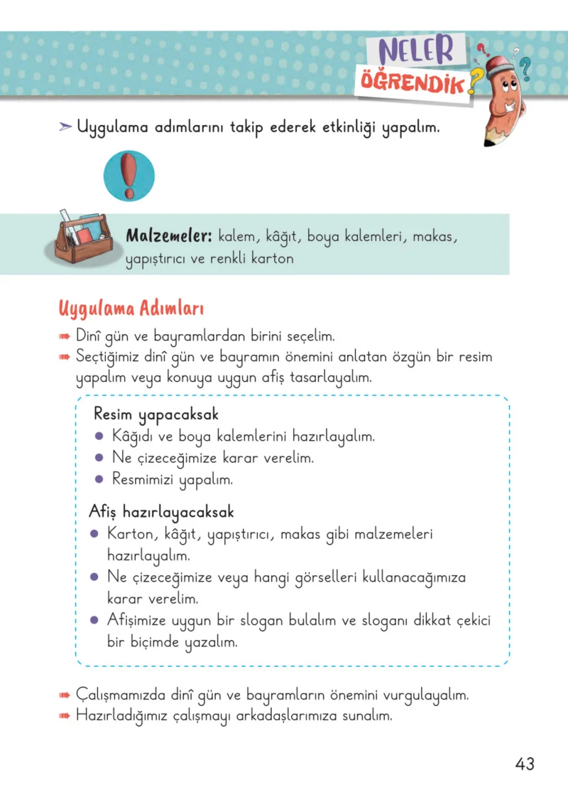 2. Sınıf Hayat Bilgisi Ders Kitabı Cevapları Meb Yayınları 2. Kitap Sayfa 43