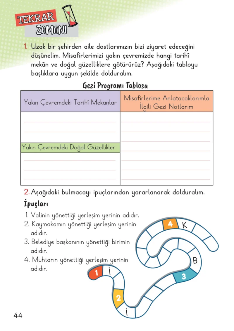 2. Sınıf Hayat Bilgisi Ders Kitabı Cevapları Meb Yayınları 2. Kitap Sayfa 44
