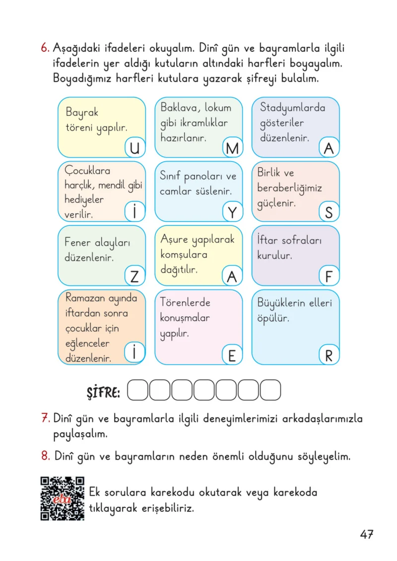 2. Sınıf Hayat Bilgisi Ders Kitabı Cevapları Meb Yayınları 2. Kitap Sayfa 47