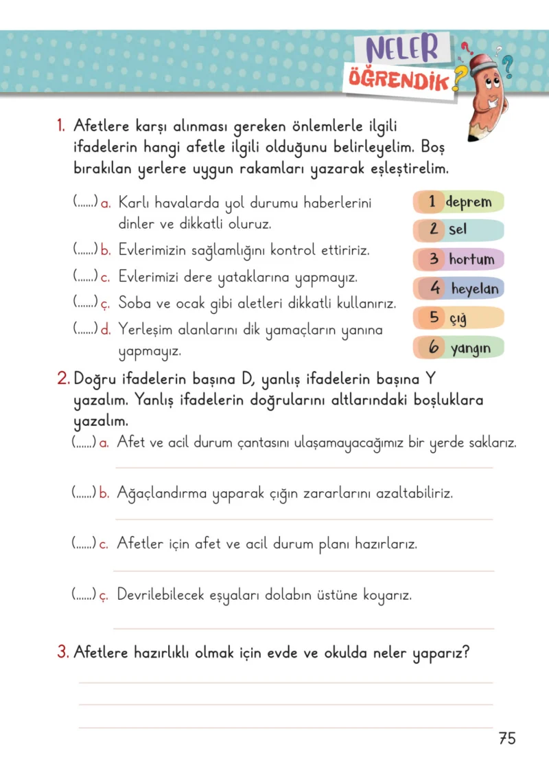 2. Sınıf Hayat Bilgisi Ders Kitabı Cevapları Meb Yayınları 2. Kitap Sayfa 75