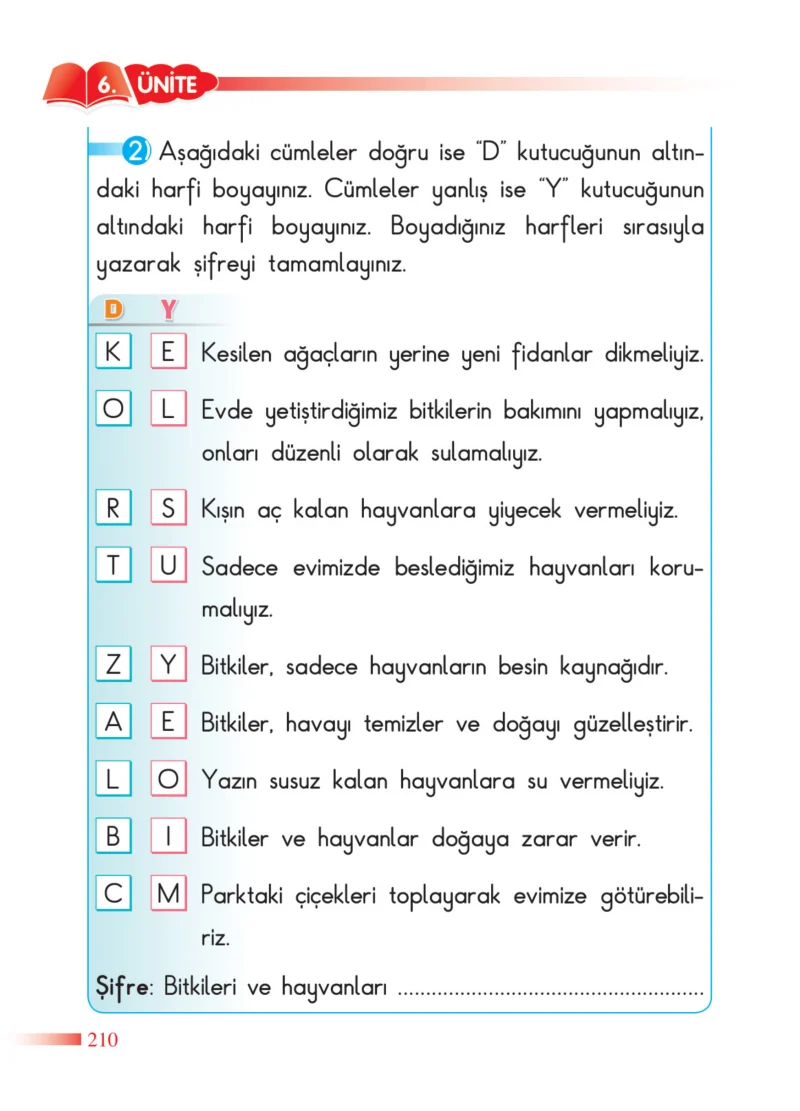 2. Sınıf Hayat Bilgisi Ders Kitabı Cevapları SDR Dİkey Yayınları Sayfa 210