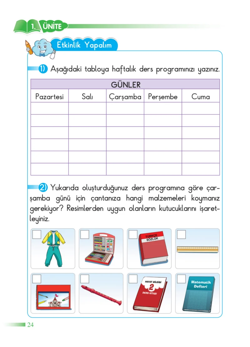 2. Sınıf Hayat Bilgisi Ders Kitabı Cevapları SDR Dİkey Yayınları Sayfa 24