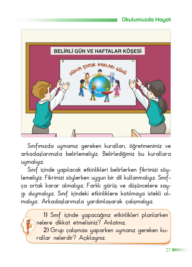 2. Sınıf Hayat Bilgisi Ders Kitabı Cevapları SDR Dİkey Yayınları Sayfa 27