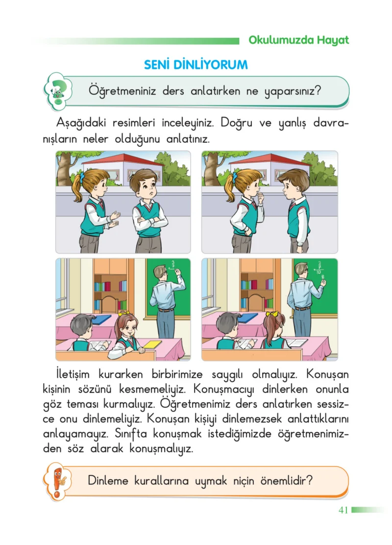 2. Sınıf Hayat Bilgisi Ders Kitabı Cevapları SDR Dİkey Yayınları Sayfa 41