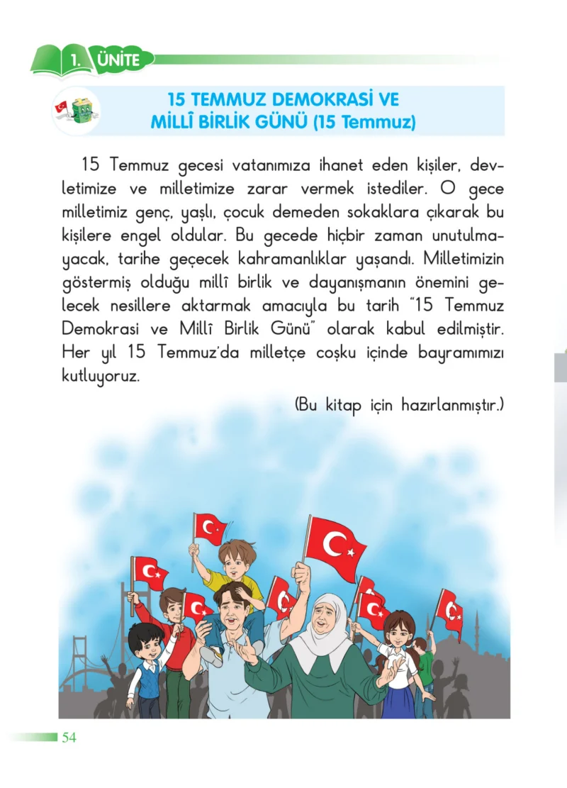 2. Sınıf Hayat Bilgisi Ders Kitabı Cevapları SDR Dİkey Yayınları Sayfa 54