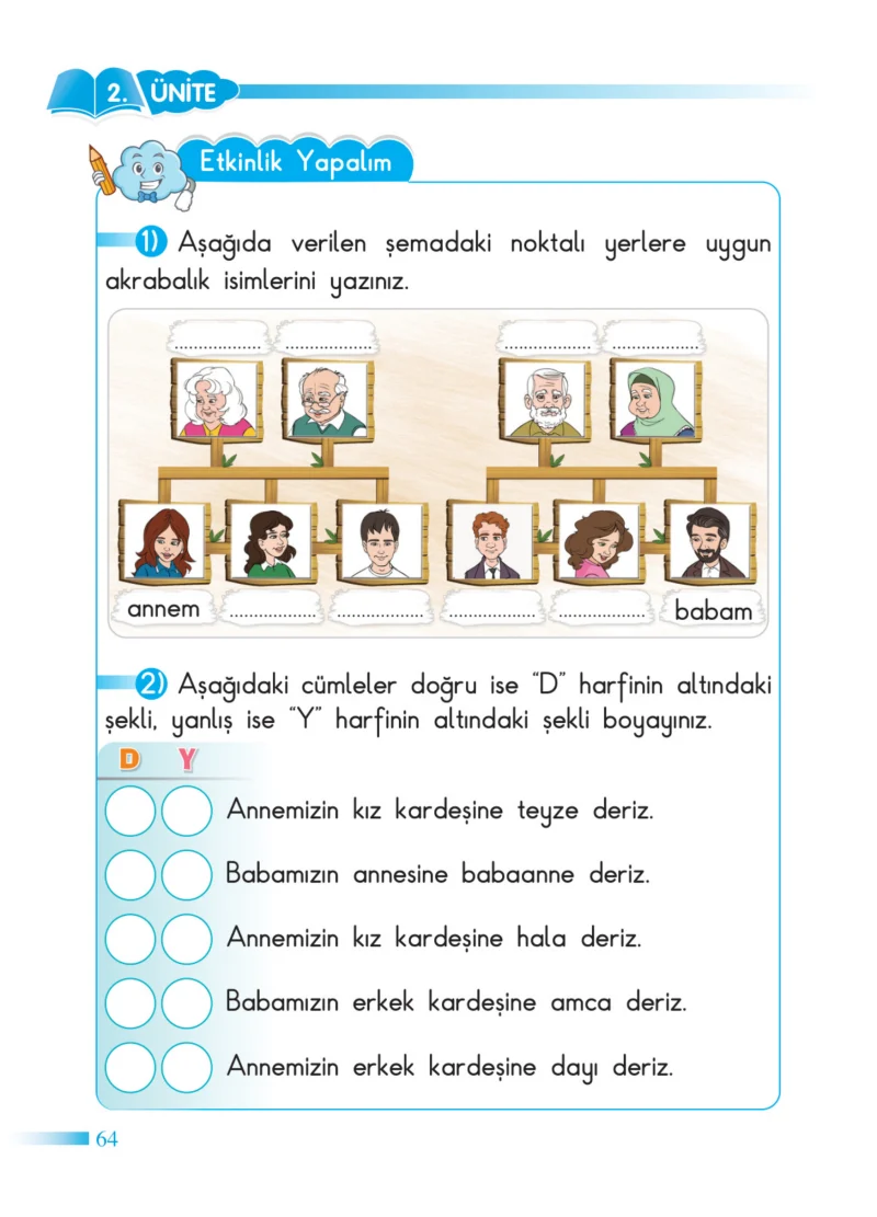 2. Sınıf Hayat Bilgisi Ders Kitabı Cevapları SDR Dİkey Yayınları Sayfa 64