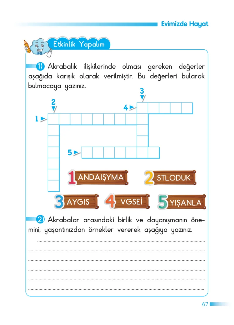 2. Sınıf Hayat Bilgisi Ders Kitabı Cevapları SDR Dİkey Yayınları Sayfa 67