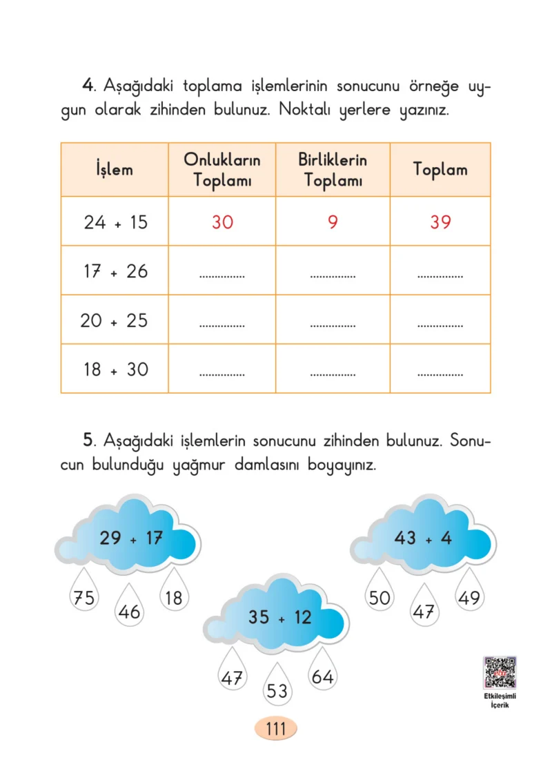 2. Sınıf Matematik Ders Kitabı Cevapları Anka Yayınları Sayfa 111
