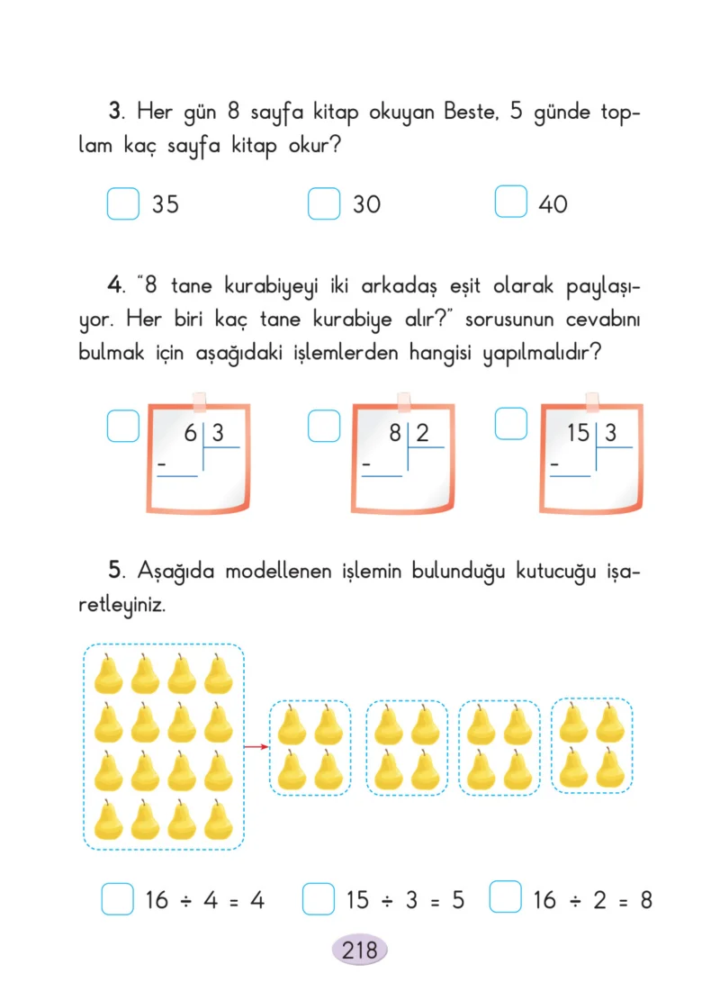 2. Sınıf Matematik Ders Kitabı Cevapları Anka Yayınları Sayfa 218