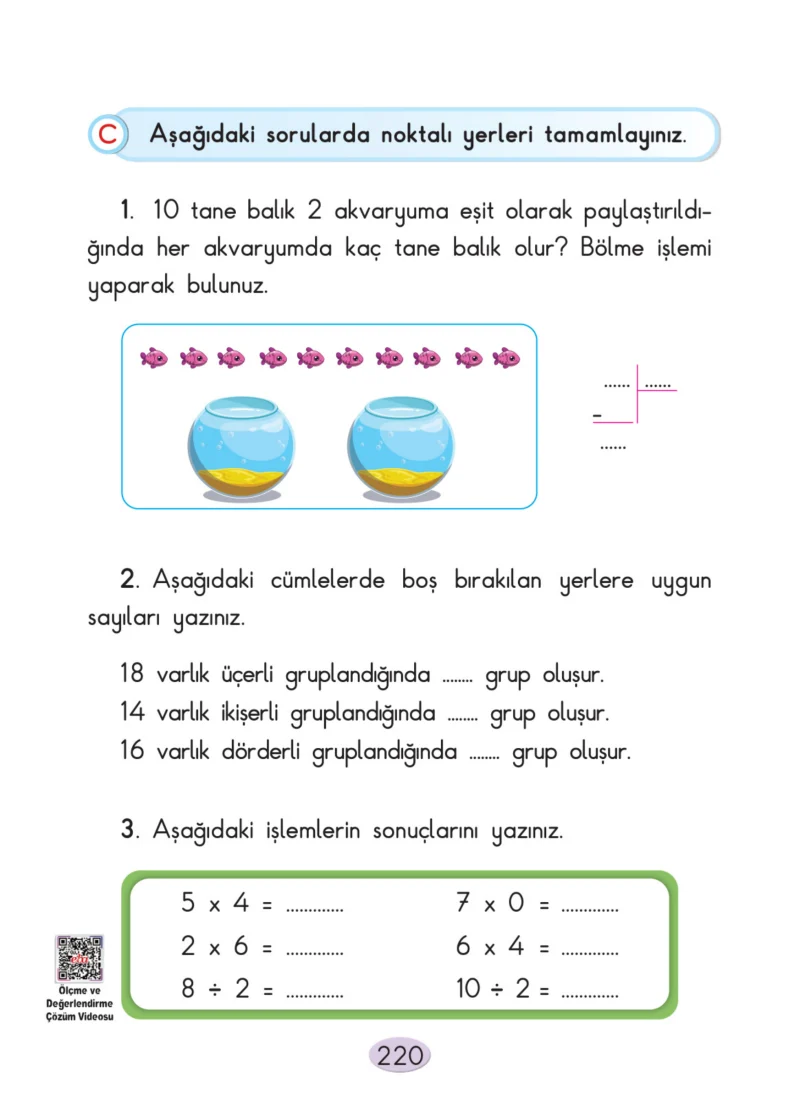 2. Sınıf Matematik Ders Kitabı Cevapları Anka Yayınları Sayfa 220