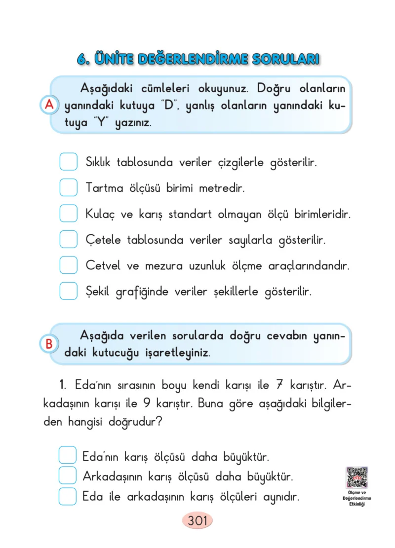 2. Sınıf Matematik Ders Kitabı Cevapları Anka Yayınları Sayfa 301
