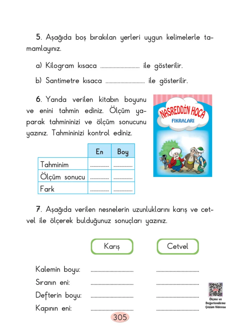 2. Sınıf Matematik Ders Kitabı Cevapları Anka Yayınları Sayfa 305