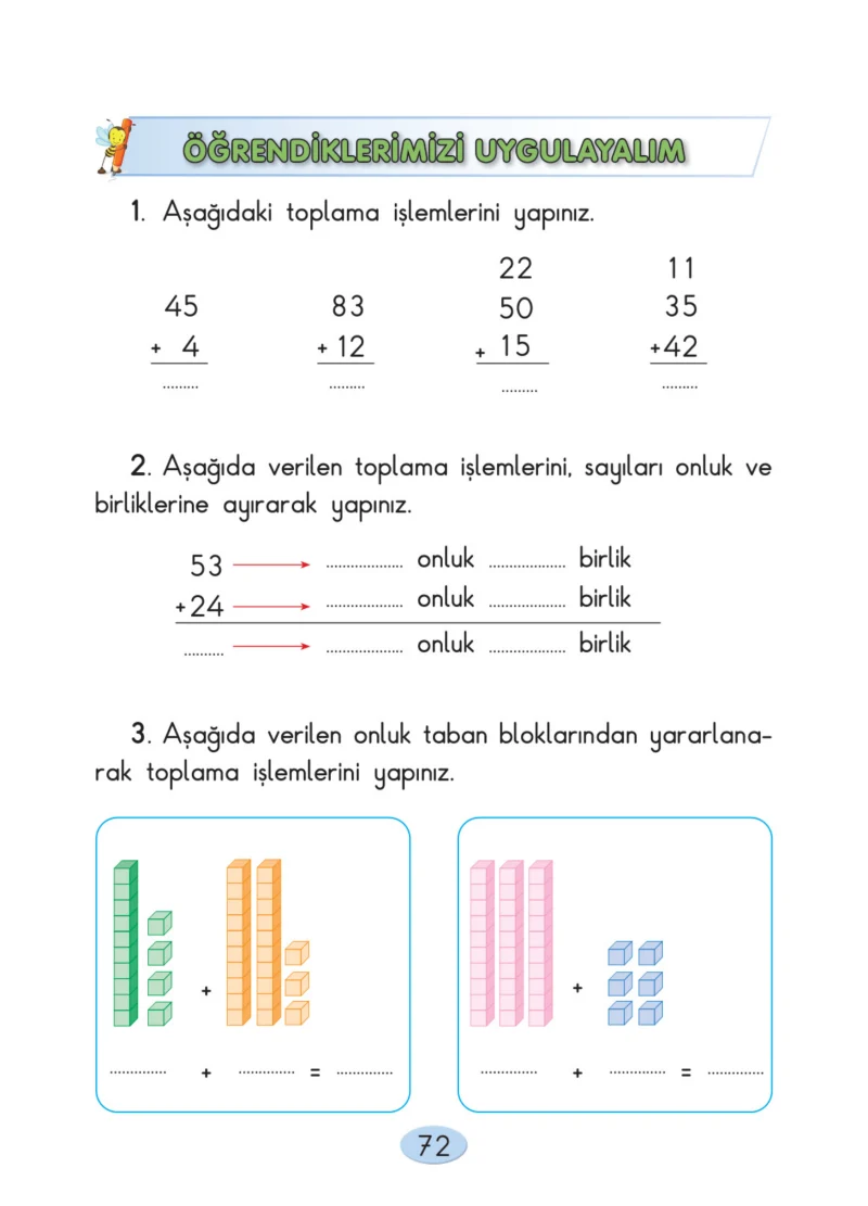 2. Sınıf Matematik Ders Kitabı Cevapları Anka Yayınları Sayfa 72