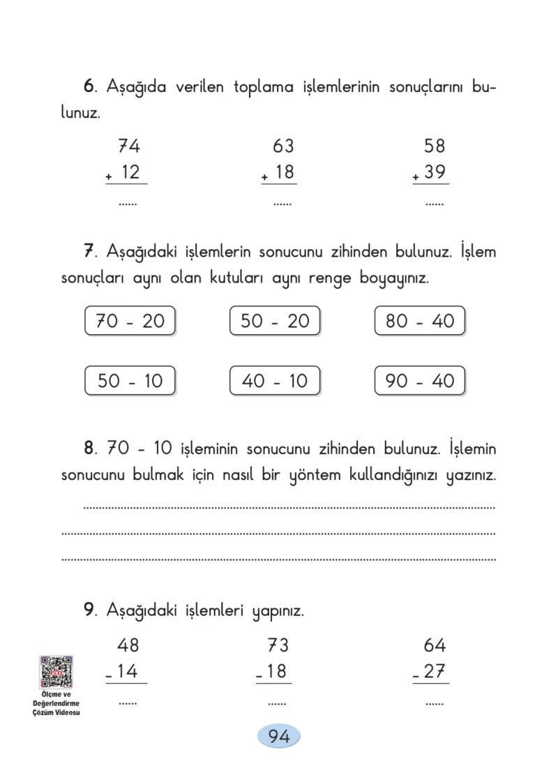 2. Sınıf Matematik Ders Kitabı Cevapları Anka Yayınları Sayfa 94