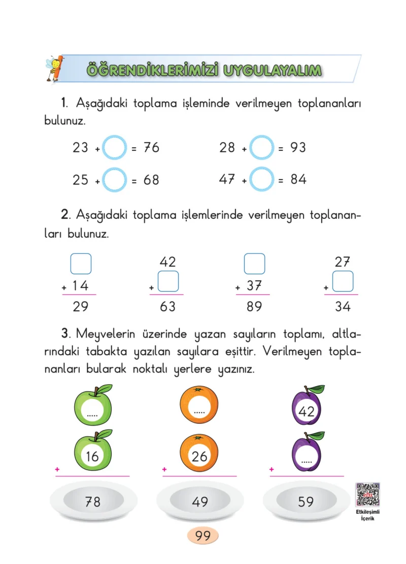 2. Sınıf Matematik Ders Kitabı Cevapları Anka Yayınları Sayfa 99