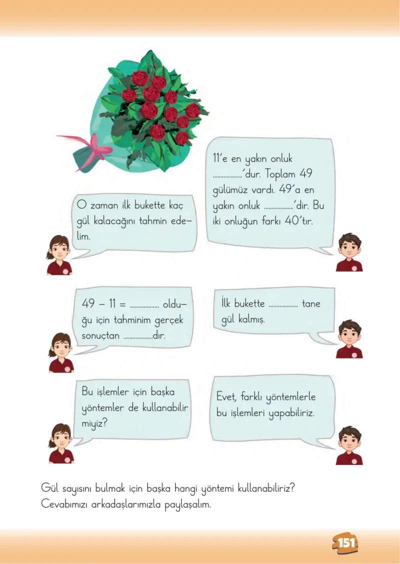 2. Sınıf Matematik Ders Kitabı Cevapları Meb Yayınları 1.Kitap Sayfa 151