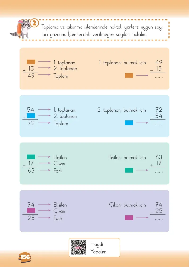 2. Sınıf Matematik Ders Kitabı Cevapları Meb Yayınları 1.Kitap Sayfa 156