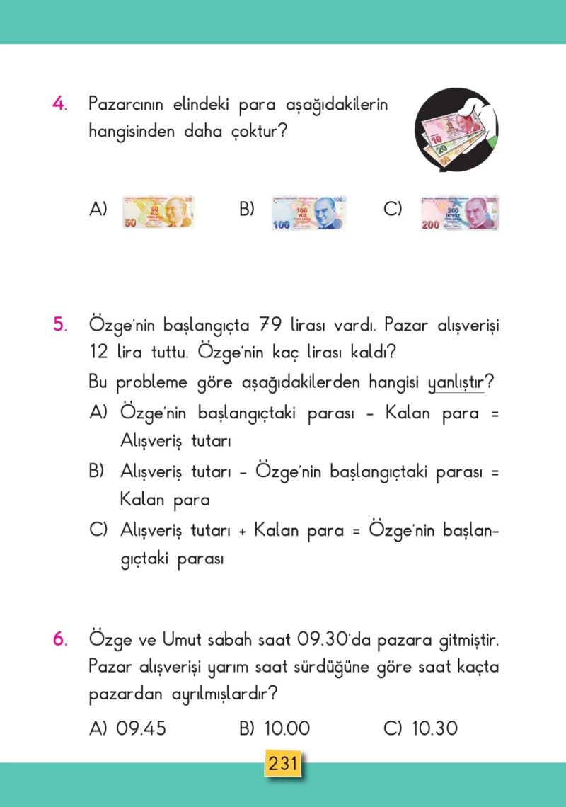 2. Sınıf Matematik Ders Kitabı Cevapları MHG Yayınları Sayfa 231