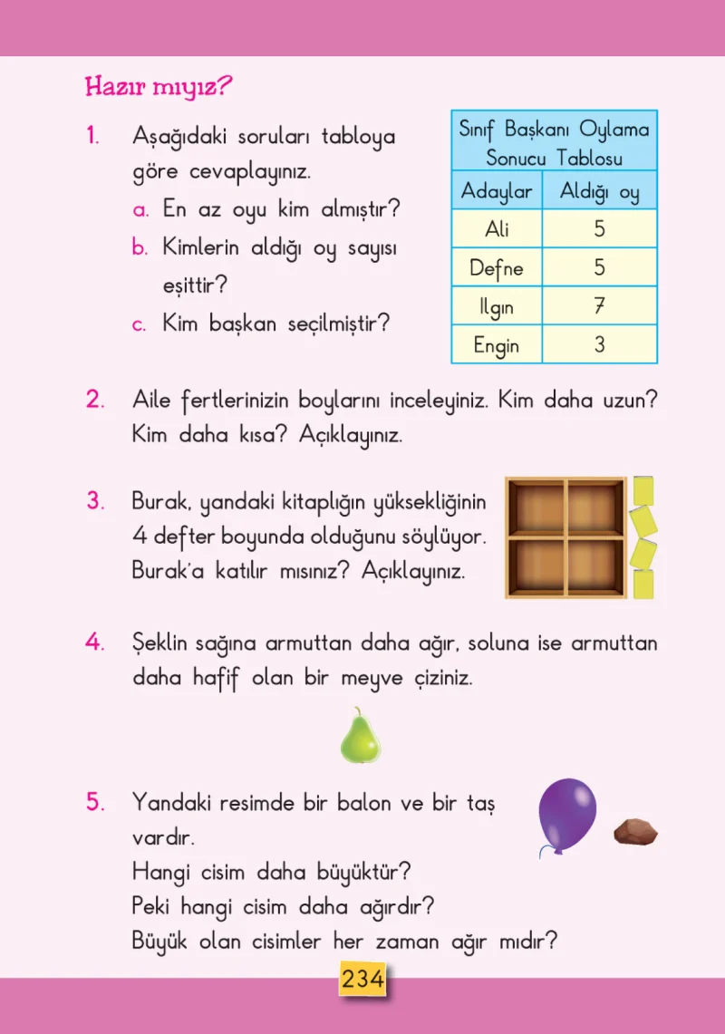 2. Sınıf Matematik Ders Kitabı Cevapları MHG Yayınları Sayfa 234