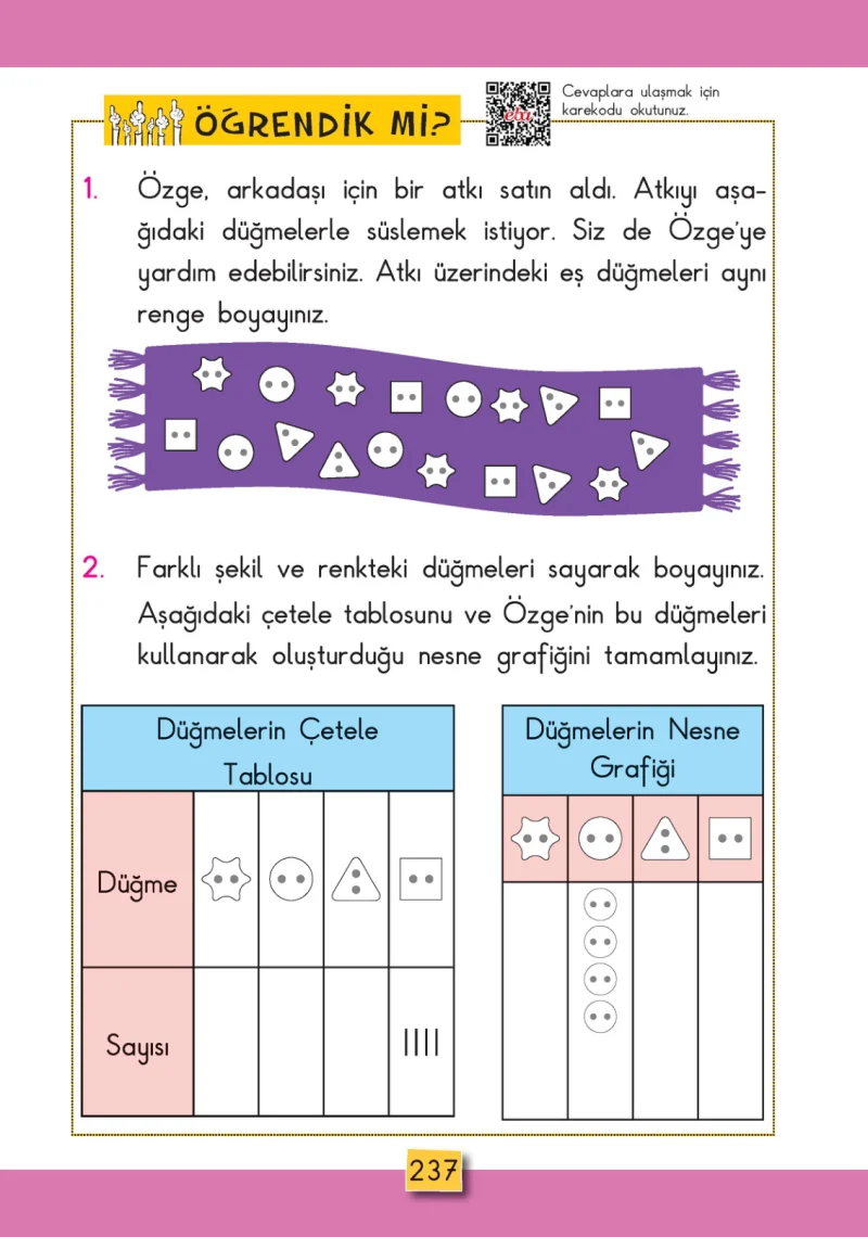 2. Sınıf Matematik Ders Kitabı Cevapları MHG Yayınları Sayfa 237