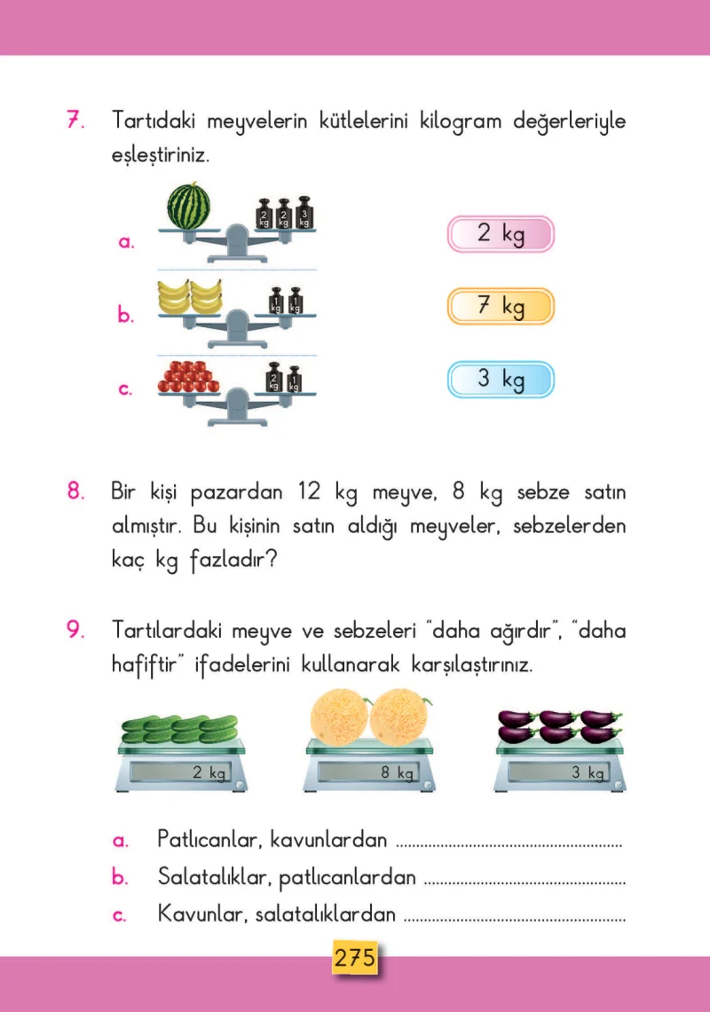 2. Sınıf Matematik Ders Kitabı Cevapları MHG Yayınları Sayfa 275