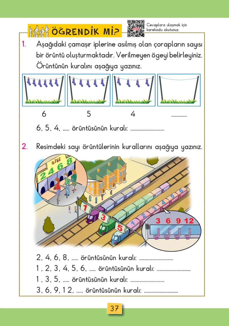 2. Sınıf Matematik Ders Kitabı Cevapları MHG Yayınları Sayfa 37