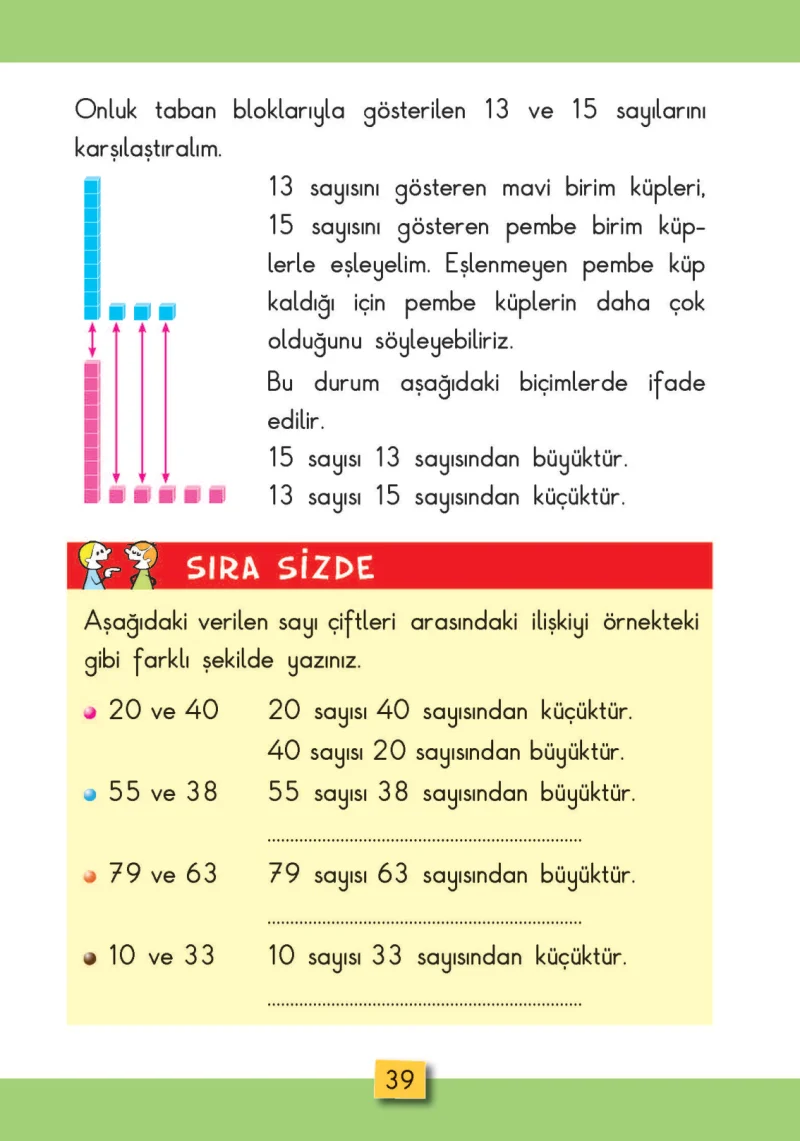 2. Sınıf Matematik Ders Kitabı Cevapları MHG Yayınları Sayfa 39