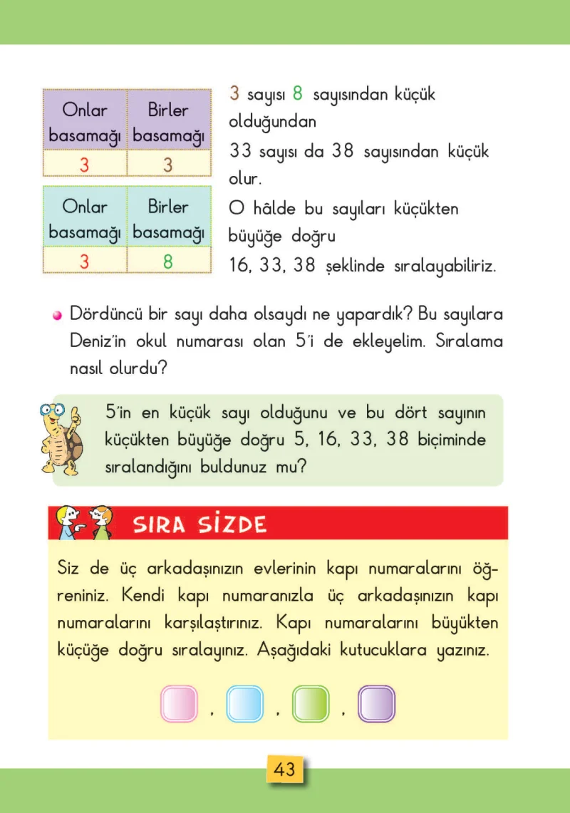 2. Sınıf Matematik Ders Kitabı Cevapları MHG Yayınları Sayfa 43