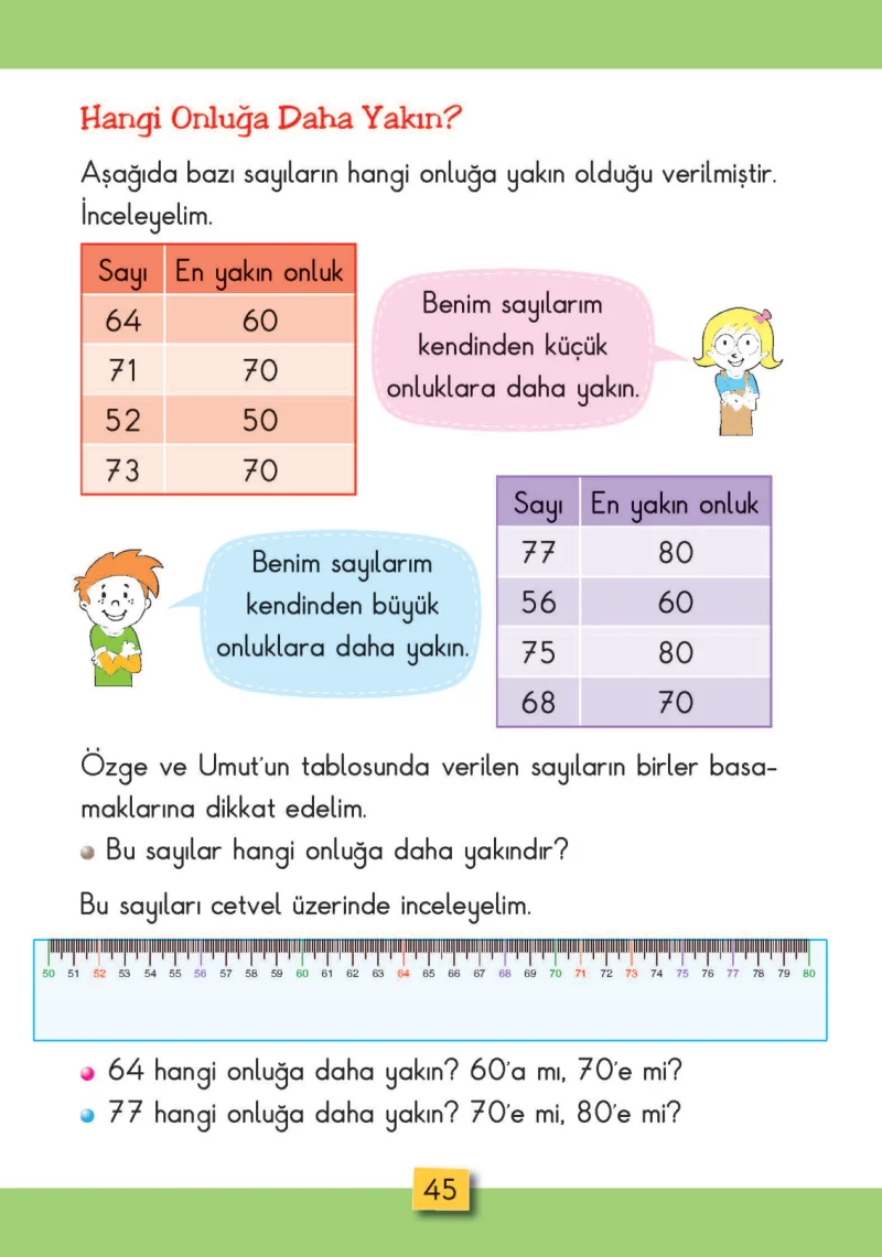 2. Sınıf Matematik Ders Kitabı Cevapları MHG Yayınları Sayfa 45