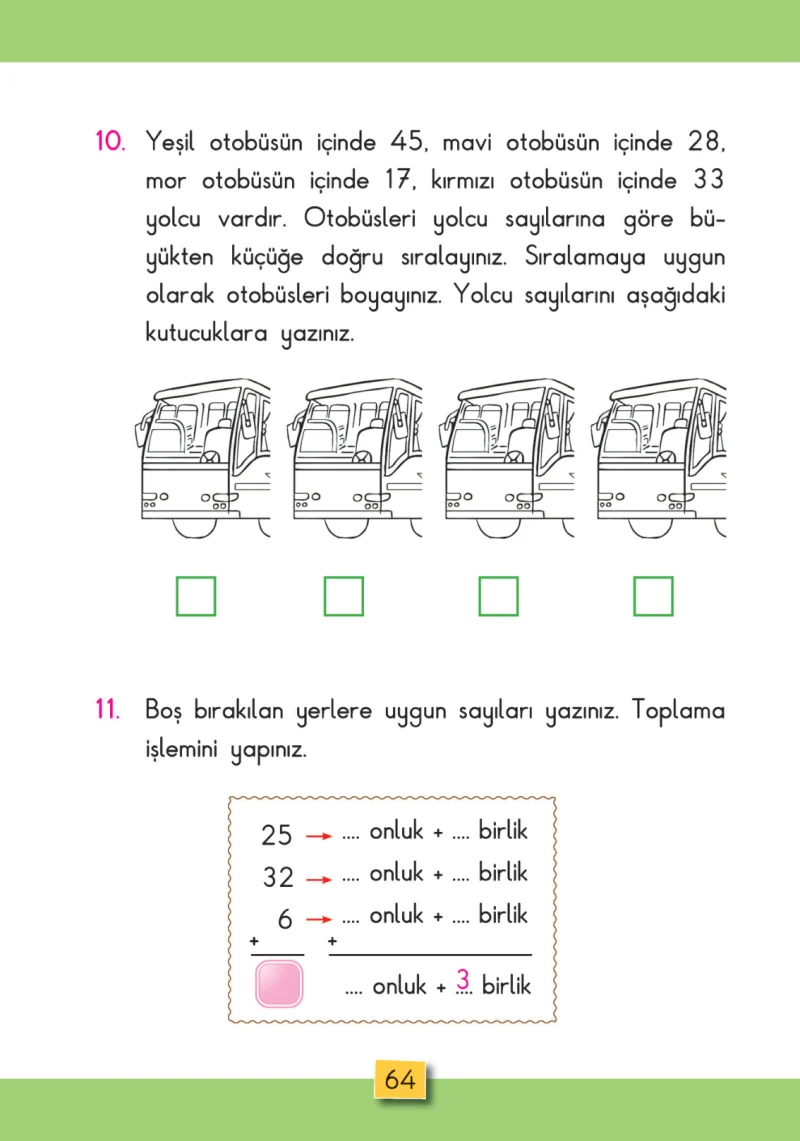 2. Sınıf Matematik Ders Kitabı Cevapları MHG Yayınları Sayfa 64